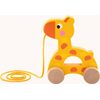 TREFL Edukační dřevěná tahací hračka Žirafa žlutá