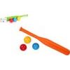Baseballová pálka + míčky 3ks - mix 2 barvy