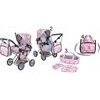 Doris kočárek pro panenky kombinovaný - 9346 světle růžový s kytičkami