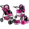 Alice velký sportovní kočárek pro panenky 3v1 - 9662 růžový s puntíkama