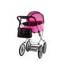 Kočárek pro panenky Alice retro růžovo-černý