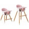 Ecotoys dřevěná jídelní židlička 2v1 růžová