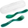 Dětská lžička a vidlička v pouzdru - zelená
