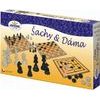 Šachy a dáma dřevěné figurky a kameny