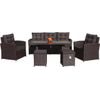 Sada zahradního nábytku 6v1 Techorattan Brown + pohovka + vysoký stůl + 2 křesla + 2 taburety + 12 polštářů