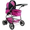 Alice velký sportovní kočárek pro panenky 3v1 - 9662 růžový s puntíkama