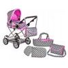 Doris kočárek pro panenky kombinovaný 9346W šedo-růžová