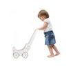 Ecotoys dětské dřevěné chodítko kočárek Bílé