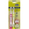 Zubní kartáček 3-6let, 2ks, růžová a žlutá