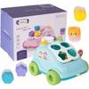 Edukační vkládací kostka - tahací Autíčko modré