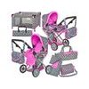 Doris kočárek pro panenky 5v1 šedý