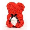 Medvídek z růží červený s bílým srdcem Rose Bear 25 cm