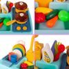 Dětský dřez s tekoucí vodou a nádobím Wash Up modrý