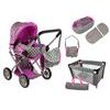 Alice kočárek pro panenky 5v1 šedo-růžový