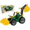 Traktor se lžící a bagrem, zeleno-žlutý