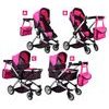 SMONTOVÁNO Kočárek pro panenky 4v1 kombinovaný Alice 4543 černo-růžový