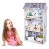 Ecotoys dřevěný třípatrový domeček pro panenky rezidence Grace