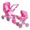 Doris kočárek pro panenky kombinovaný - 9346 růžovo-bílý s puntíkama