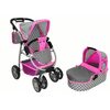 Alice velký sportovní kočárek pro panenky 3v1 - 9662 šedo-růžový
