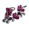 Doris velký sportovní kočárek pro panenky 3v1 - 9662 růžovo-černý vzor