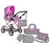 Doris kočárek pro panenky kombinovaný 9346W šedo-růžová