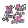 Doris velký sportovní kočárek pro panenky 3v1 - 9662 šedo-růžový + panenka