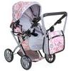 Doris kočárek pro panenky kombinovaný - 9346 světle růžový s kytičkami