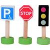 Sada dřevěných autíček hasiči, policie, taxi, sanitka, dopravní značky a podložka