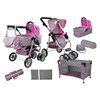 Alice kombinovaný kočárek pro panenky 6v1 9662M šedo-růžový