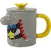Hrnek s pokličkou - dinosaurus, šedý, 400 ml