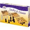 Šachy a dáma dřevěné figurky a kameny