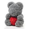 Medvídek z růží šedý s červeným srdcem Rose Bear 40 cm