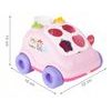 Edukační vkládací kostka - tahací Autíčko růžové