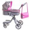 Doris moderní hluboký kočárek pro panenky 9631 šedo-růžový