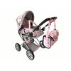 Alice kočárek pro panenky 9346 kombinovaný růžový s kytičkami