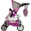 Alice velký sportovní kočárek pro panenky 3v1 - 9662 šedo-růžový