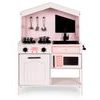 Ecotoys dětská dřevěná kuchyňka s příslušenstvím Domeček - růžová