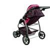 Kočárek pro panenky 2v1 Alice - černý s růžovými puntíky