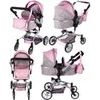 Kombinovaný kočárek pro panenky 2v1 Princess šedo-růžový