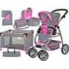 Doris kočárek pro panenky 6v1 šedo-růžový 9662