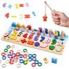 Dřevěné rybičky a číslice na lovení na magnet 3v1 Wooden Alphabet