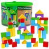 Majlo Toys sada dřevěných kostek 50 ks v kyblíku Building Blocks