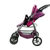 Alice velký sportovní kočárek pro panenky 3v1 - 9662 černo - růžový vzor