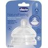 Chicco Dudlík na láhev Natural Feeling silikon na kaši 2ks, 6m+