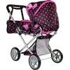 Kočárek pro panenky Alice s příslušenstvím-černý s růžovými puntíky