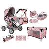 Alice kočárek pro panenky 5v1 světle růžový s kytičkami