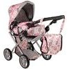 Alice kočárek pro panenky 9346 kombinovaný růžový s kytičkami