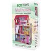 Ecotoys dřevěný domeček pro panenky Malinová s výtahem + 2 panenky