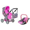 Doris kočárek pro panenky kombinovaný - 9346 růžovo-šedý + nosítko