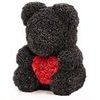 Medvídek z růží černý s červeným srdcem Rose Bear 40 cm